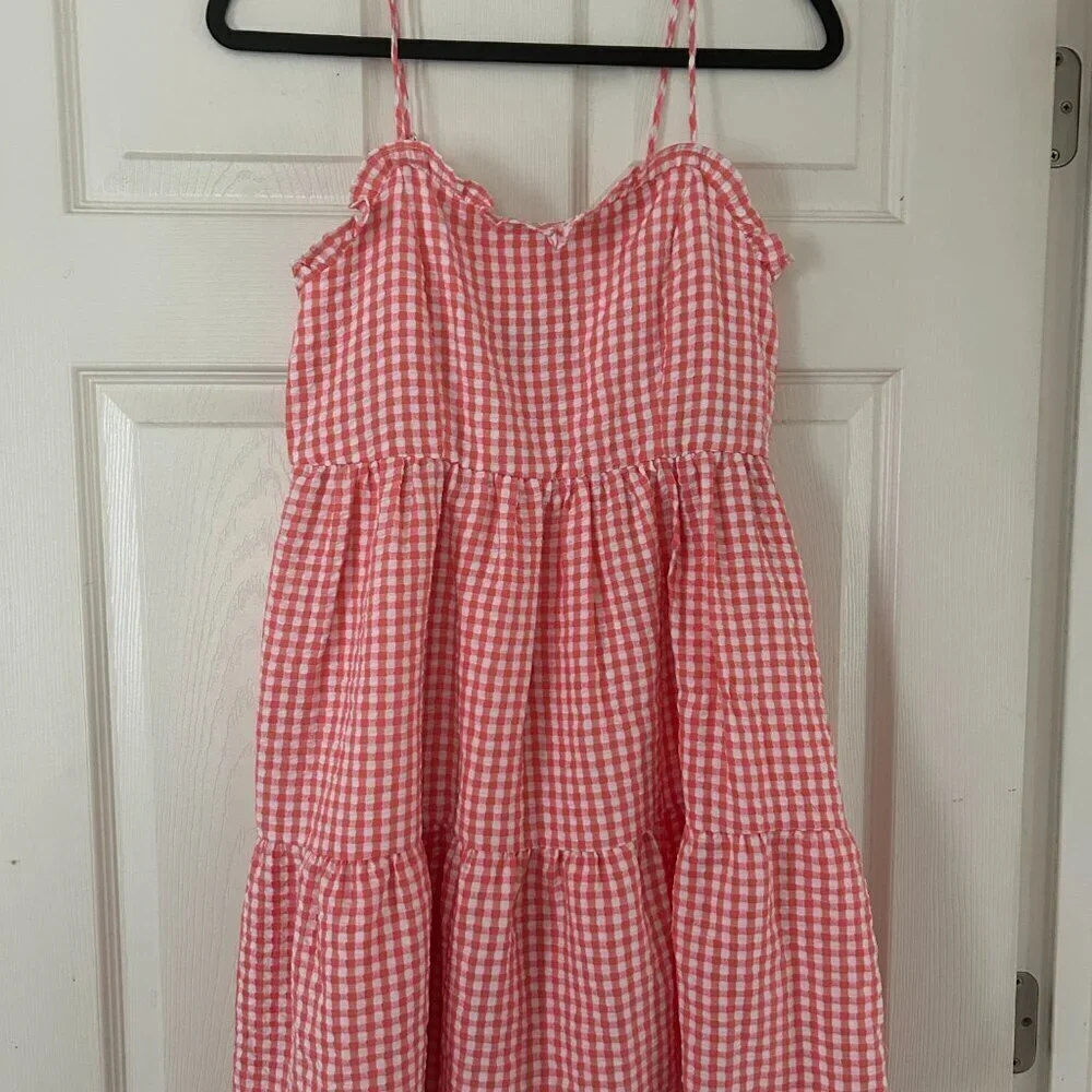 NWT Wild Fable Gingham Spaghetti Strap Mini Tiered Ruffle Dress Size Small